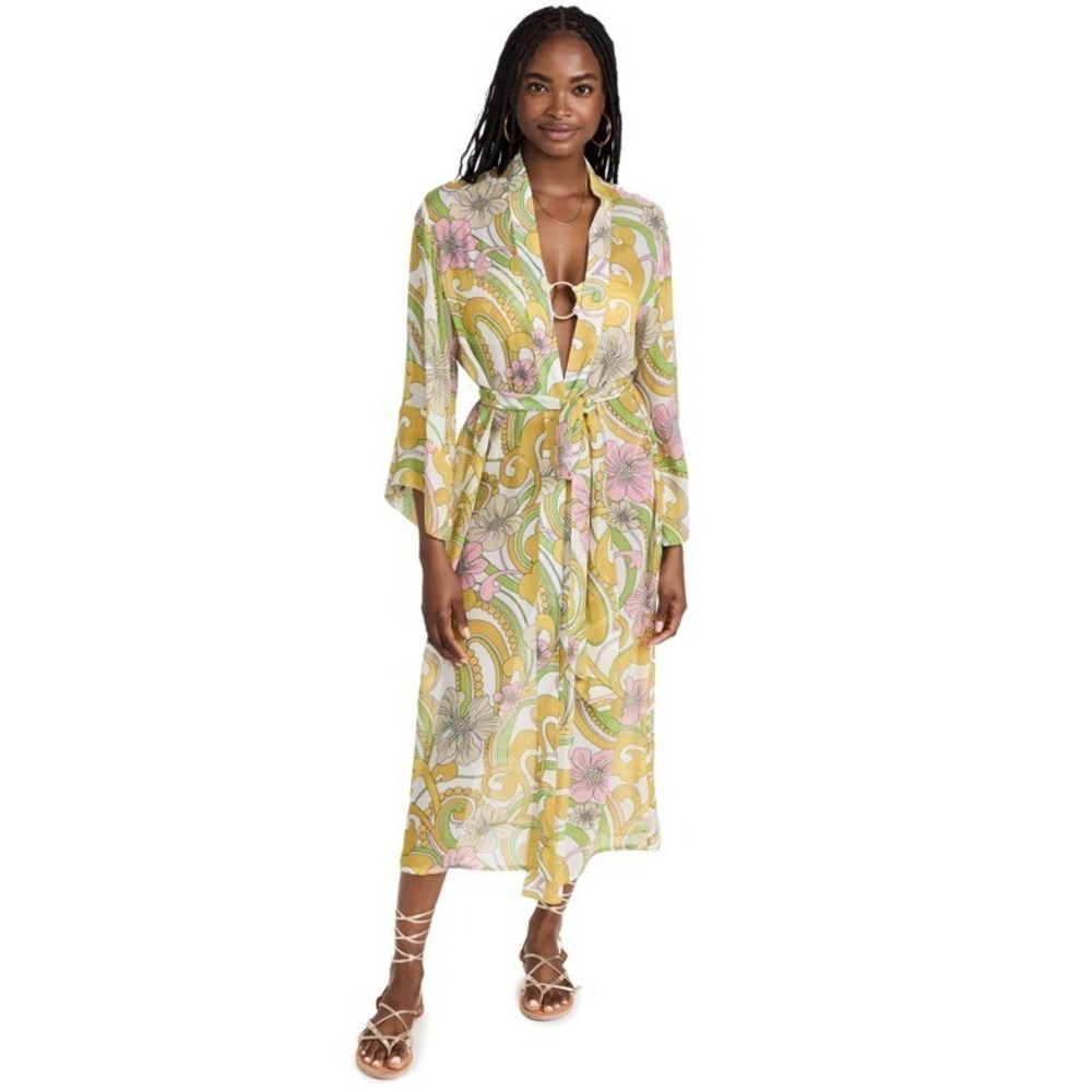 Cin Cin Kimono Robe Dress Oracle Golden Floral Retro